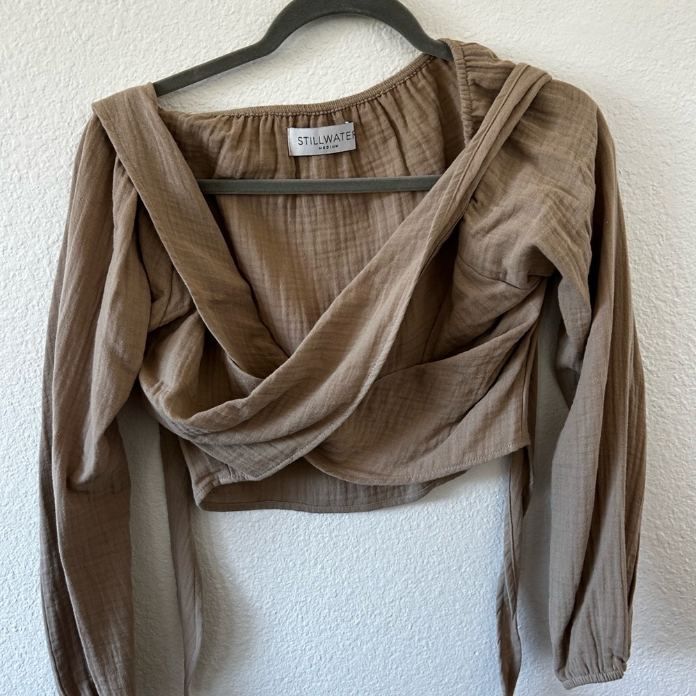 Women's Tan Wrap Top